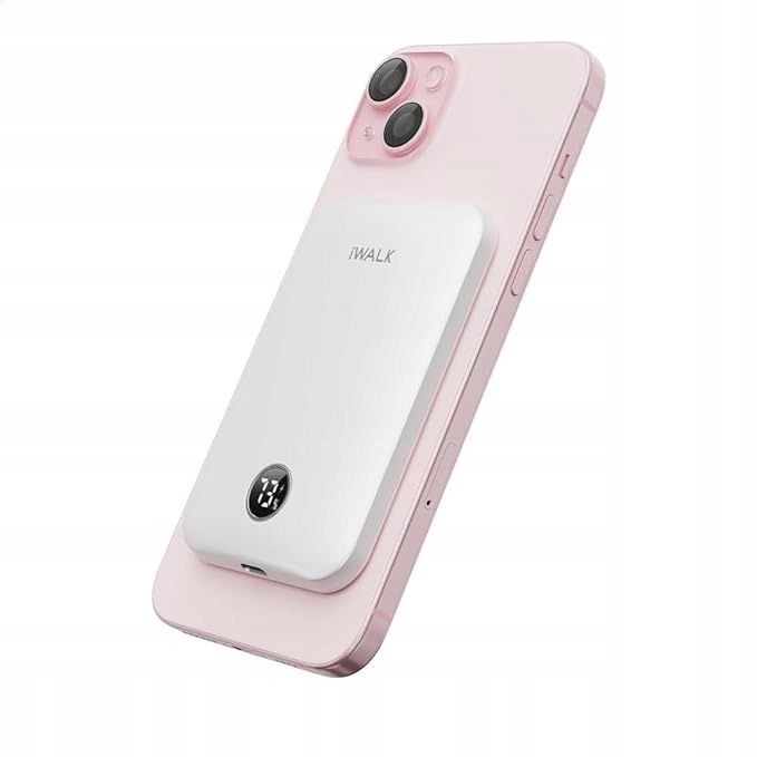 iWALK Mag-X 5000mAh MXB008 Biały - Powerbank z MagSafe wyświetlacz LED