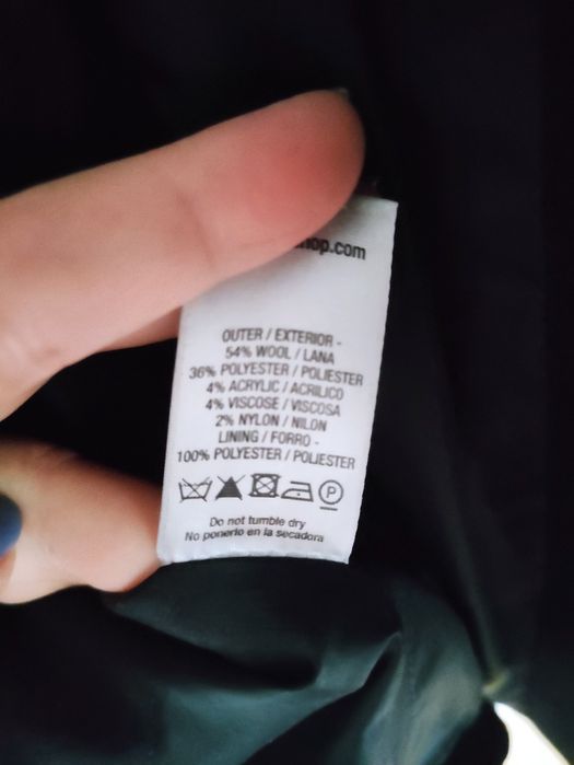 Czarny, wełniany płaszcz / Topshop