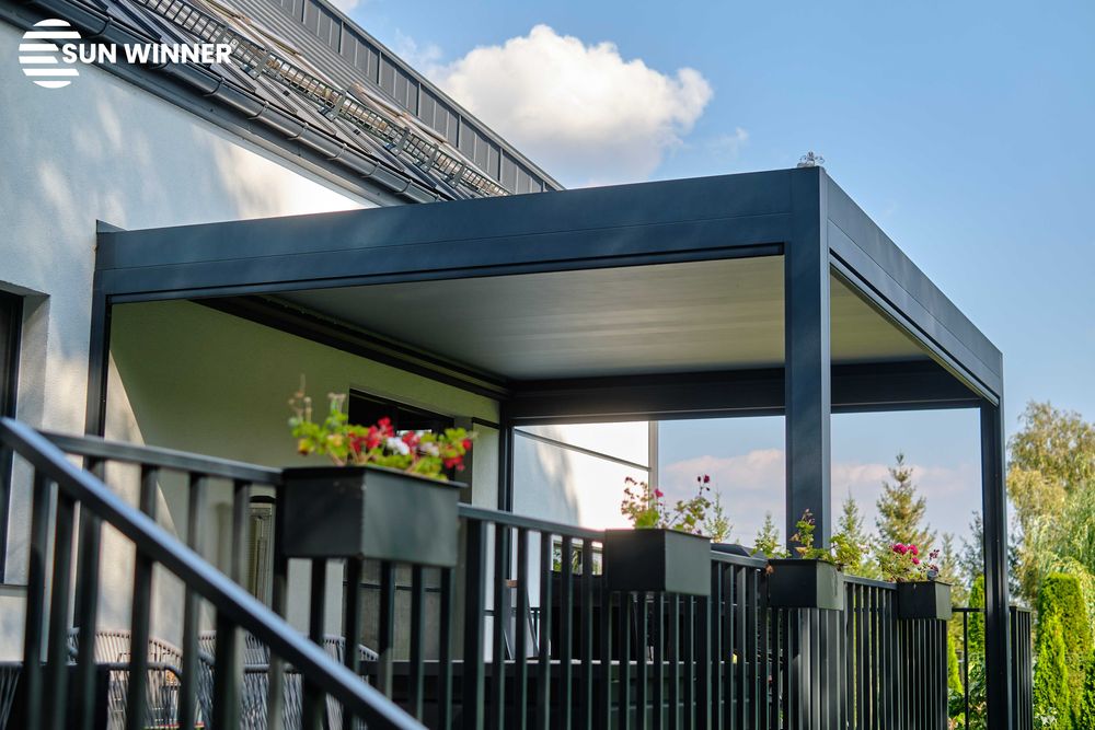 Pergola lamelowa Win Climatic S500 – luksusowe zadaszenie tarasu 4x3