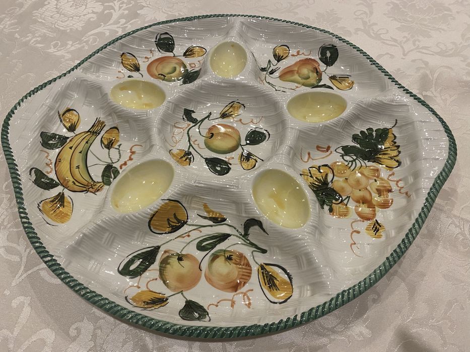 Ceramiczny włoski duży półmisek do serwowania jajek i przystawek