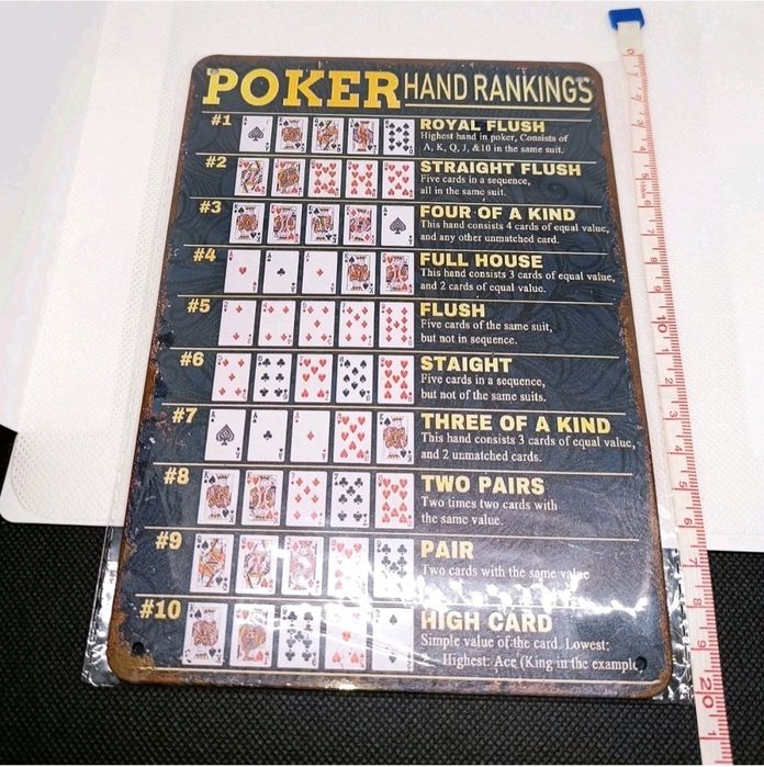 Poker Hands Rankings Texas Hold'em Chapa Metal 20*14cm Vintage Style