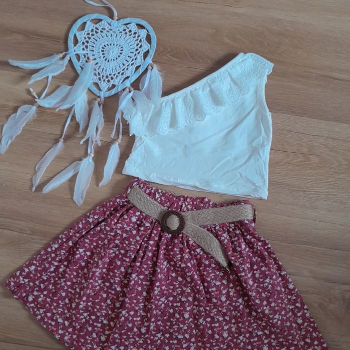 Komplet zestaw spódniczka bluzka pasek 5 lat 104 110