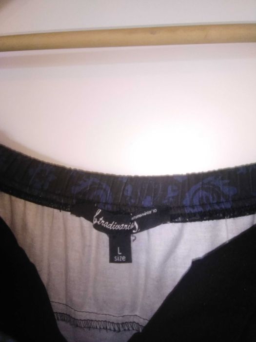 Vestido romântico cai-cai, azul e preto, Tamanho L