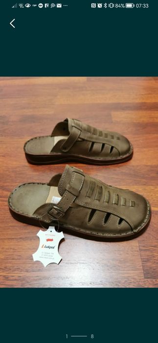 Skórzane Klapki Męskie Lekkie Łukpol Super Lekkie Wygodne