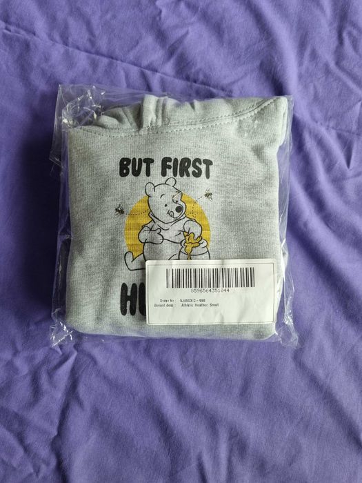Bluza z kapturem 110 szara Kubuś Puchatek ocieplana