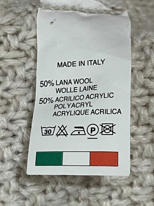 Wełniany męski sweter z golfem gruby, kolor naturalny. Made in Italy