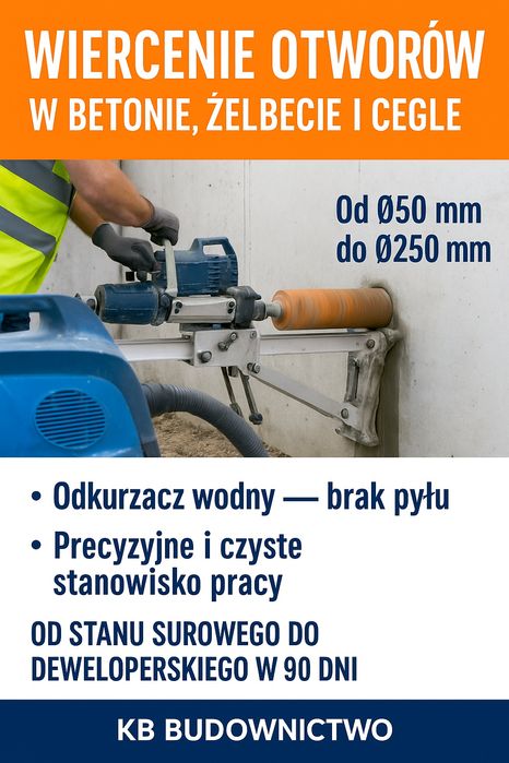 Odwierty w betonie , wiertnica  , Otwory w betonie