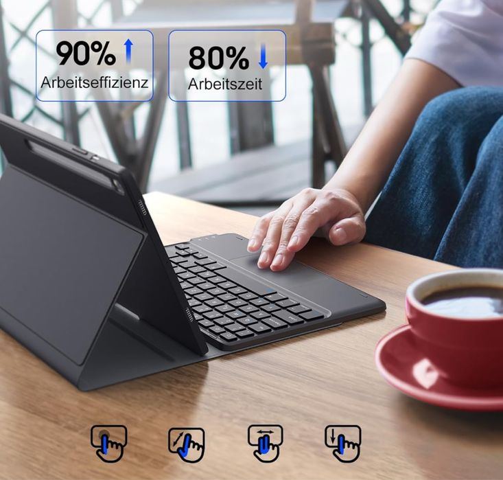 Earto Klawiatura Galaxy Tab S9 11’ /S9 FE 10.9’ QWERTZ Touchpad i etui
