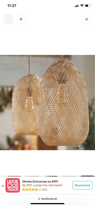 Abajur de tecto em bambu