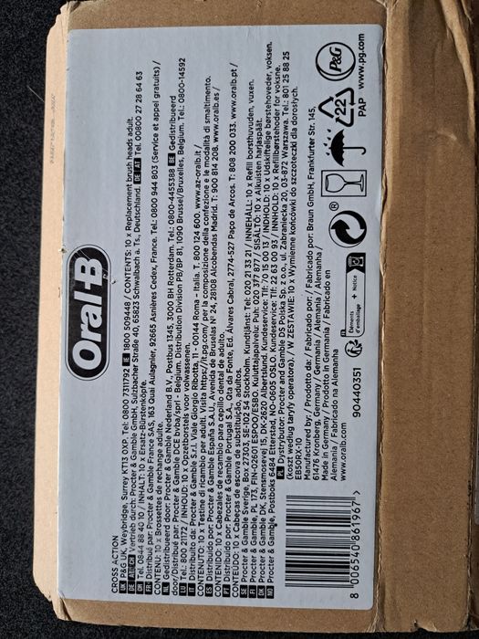 10 Recargas Escova de Dentes Elétrica Pro Cross Action