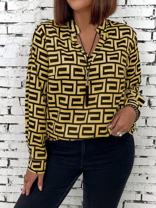 Bluzka Damska Z Motywem Geometrycznym Elegancka Casual Shein Xxl 44