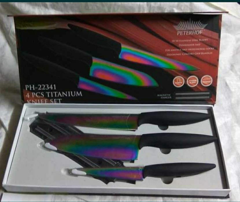 Noże Titanium 3szt listwa magnetyczna