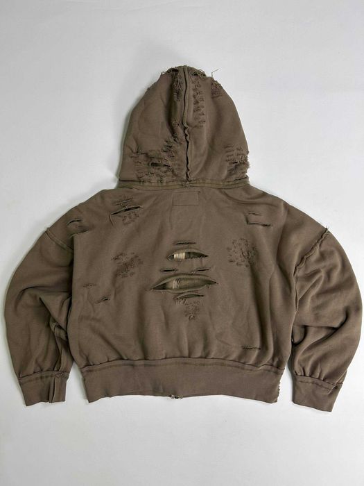 Худі Latui Atelier zip худи зіпка коричнева зипка кофта distressed S M