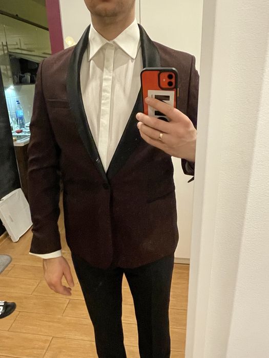 Garnitur ślubny Giacomo Conti Livio 182 bordowy + buty lakierowane 44