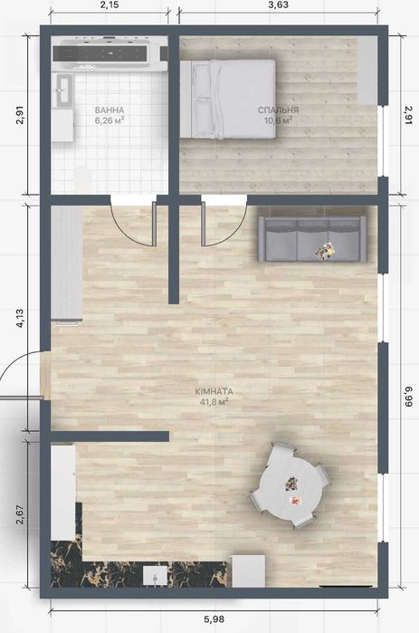 2 Кімнатна Студія в ЖК Імперіал