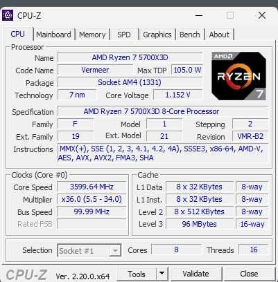Processador 5700 x3d 8 nucleos / 16 Threads Quase novo