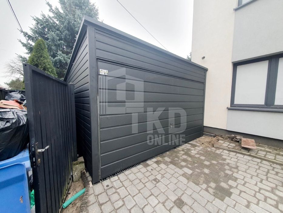 Garaż Blaszany 4X7 Brama Uchylna Antracyt Dach Spad W Tył Tkd197