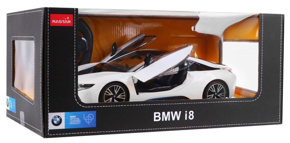 Bmw I8 Białe Rastar Model 1:14 Zdalnie Sterowane Auto + Pilot 2,4 Ghz
