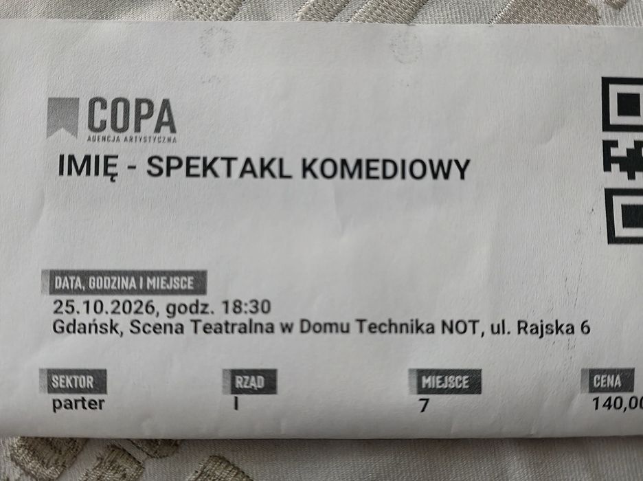 "Imię" - spektakl w 1-SZYM RZĘDZIE, Gdańsk, 25.10, Foremniak, Malajkat, Bobrowski