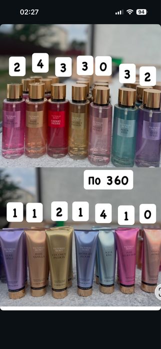Спреї та лосьйони Victorias secret, США