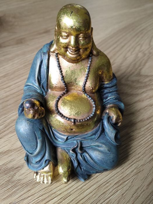 Figurka Śmiejący się Budda Shudehill Giftware 10 cm Złoty Turkus
