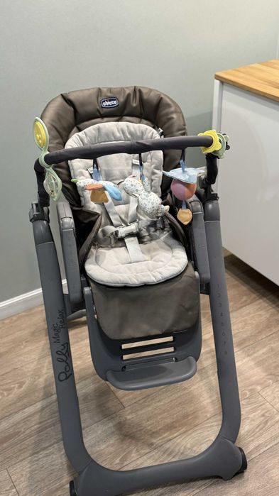 Стільчик для годування Chicco Polly Magic 3в1, беж-сірий, 0-3 роки