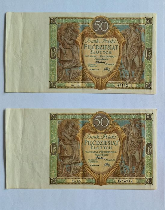 Zestaw 3x 50 zł 1929 + 20 zł 1948 r.