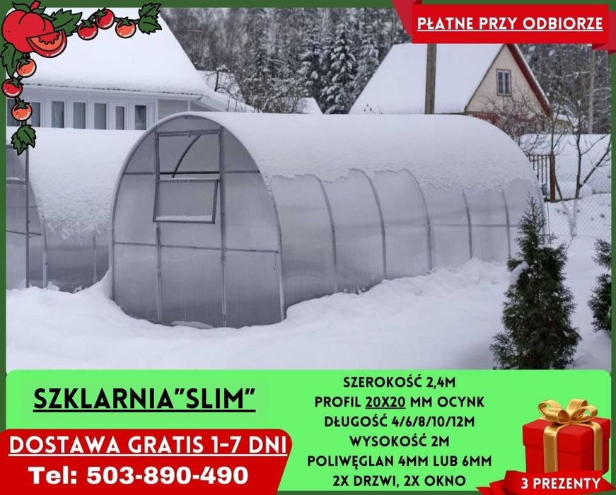 Szklarnia Ogrodowa 3x4m poliwęglan 4/6 mm Sprzedam Gratisy Świdwin
