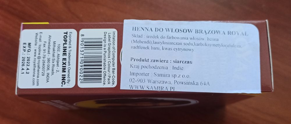 Henna do włosów, Royal, made in India, nowa
