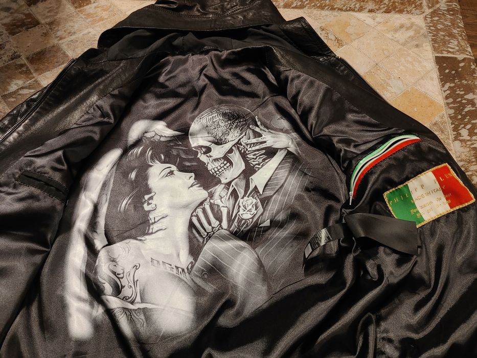 Philipp Plein Kurtka skórzana skóra Nowa
