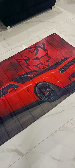 Flaga baner Dodge Challenger SRT Red Hello Cat 90x150