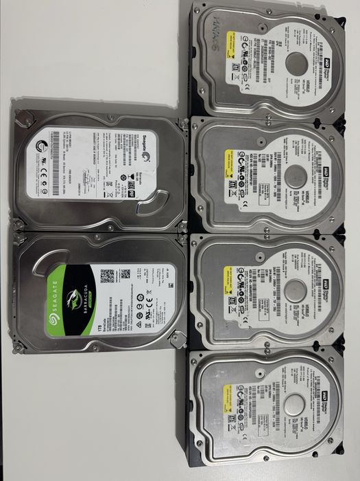 Zestaw 6 dysków HDD 3,5 SATA 1TB + 500GB + 4x80GB Seagate WD