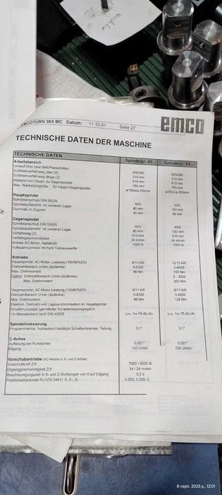 Токарний верстат EMCO TURN 365MC, контршпиндель, дві осі С.