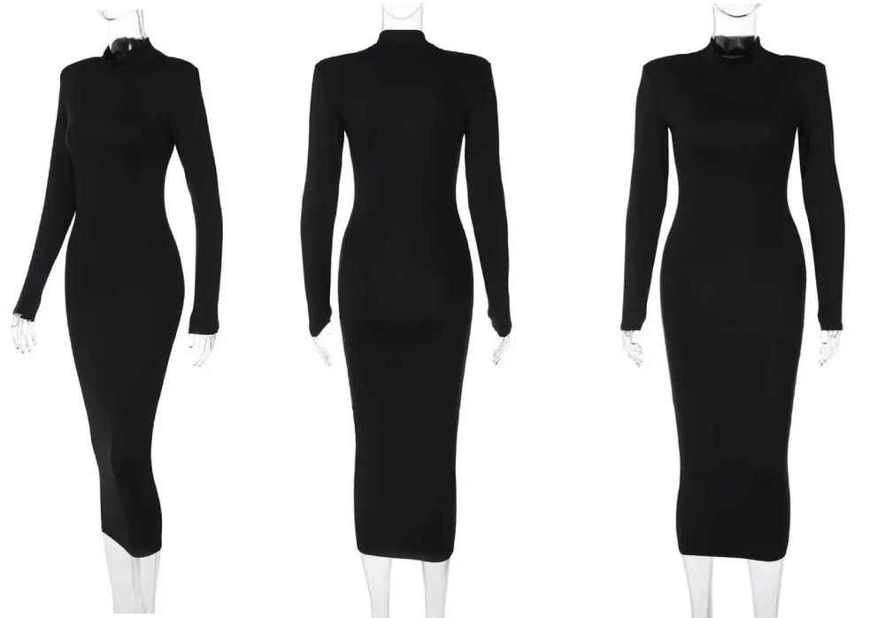 wiosna jesień moda typu Streetwear z długim rękawem Bodycon czarna S