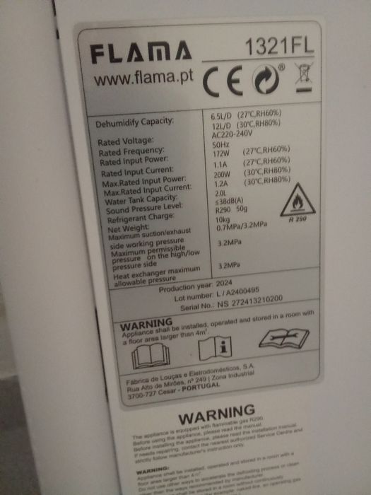 Desumidificador Flama praticamente nova