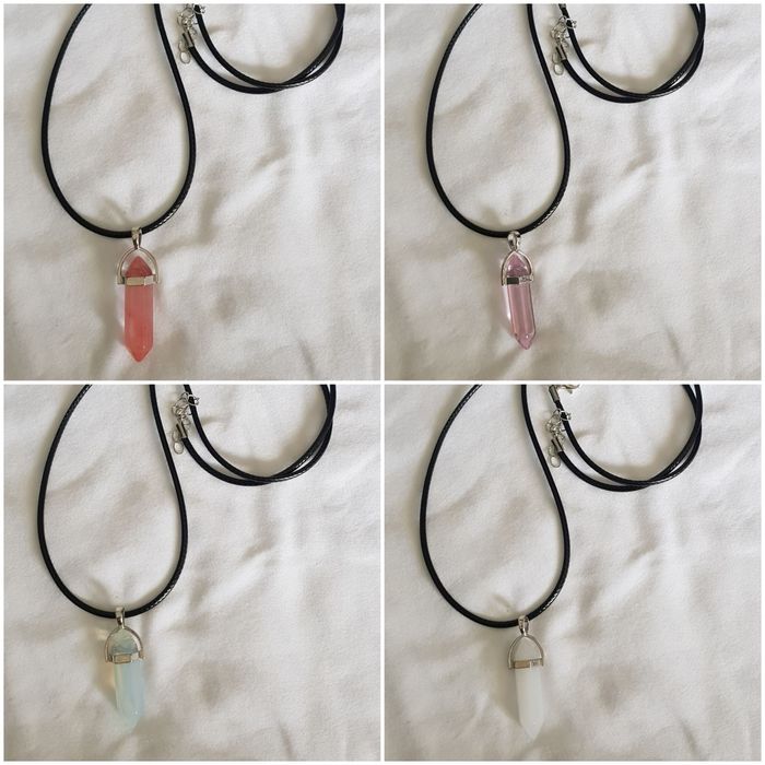 Colar pendente pedra cristal bala * várias pedras