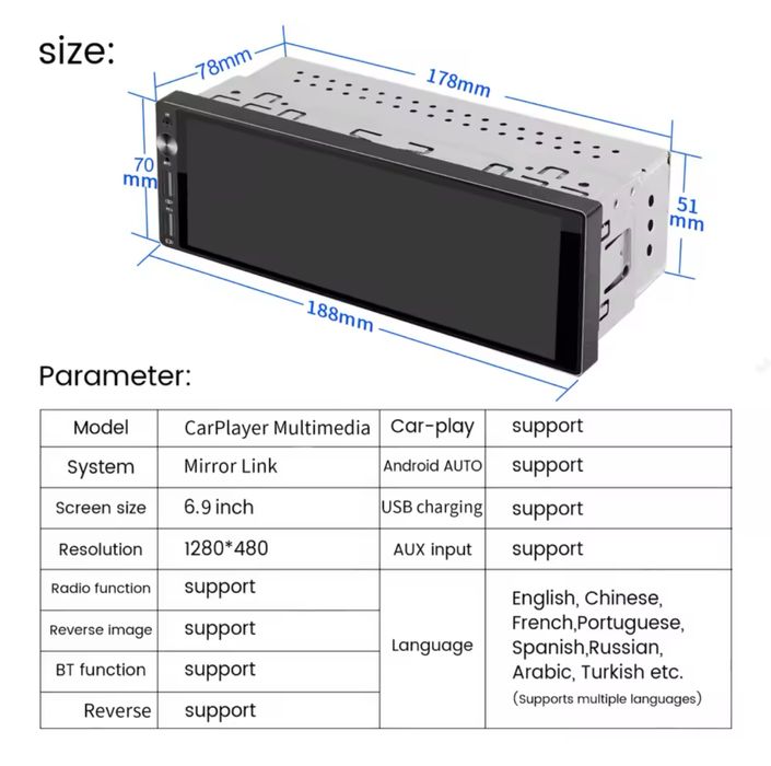 Auto radio com ecra tatil