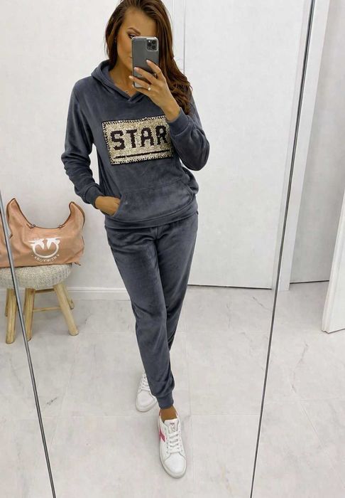 Dres damski komplet dresowy bluza spodnie S/M lub L/XL