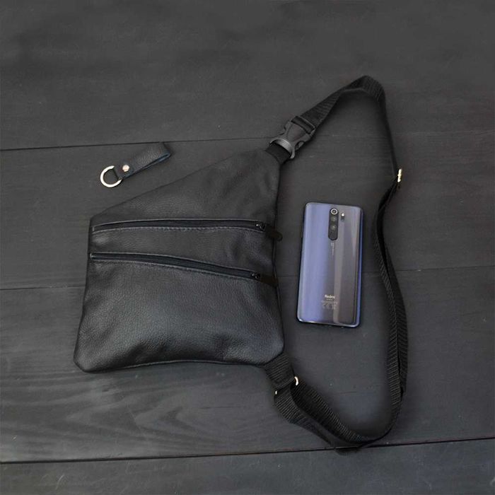 Сумка чоловіча з натуральної шкіри, шкіряна слінг сумка через плече