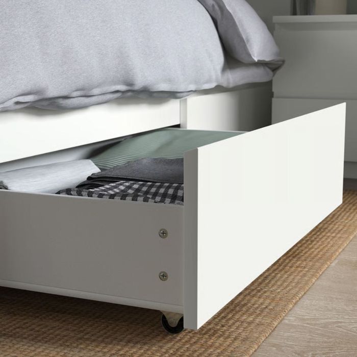 Cama IKEA MALM 180x200 branca c/ 4 gavetas + estrado pronta a levantar