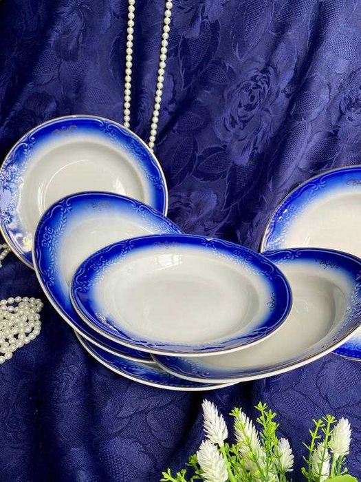 1970-е!  Сумской фарфор тарелки порционные кобальт для первых блюд