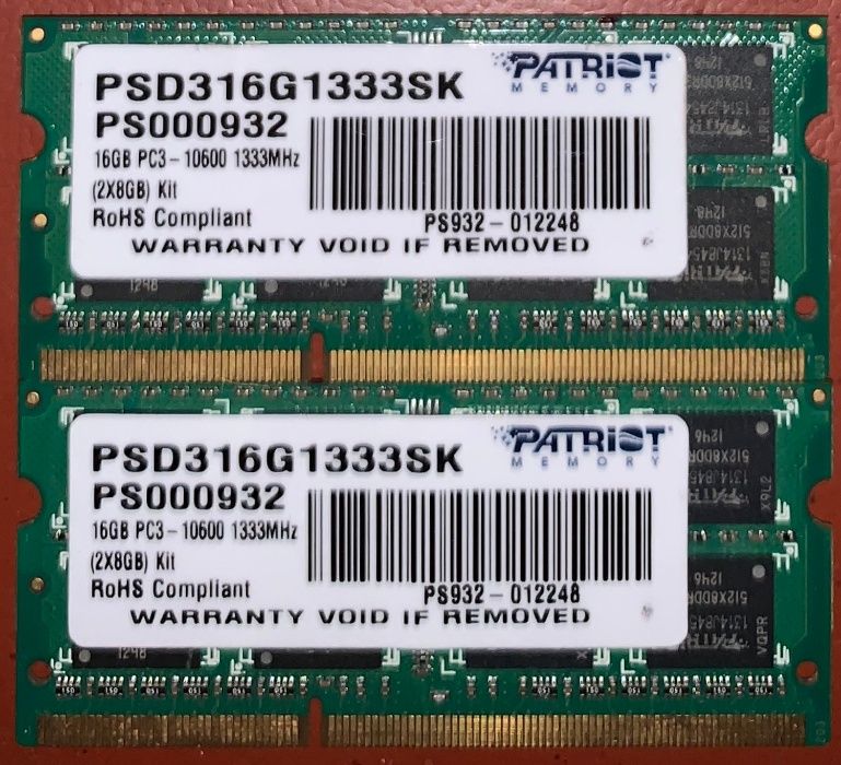 Память RAM 16GB (2x8GB) 32GB (4x8GB) PC3-10600 DDR3-1333 sodimm