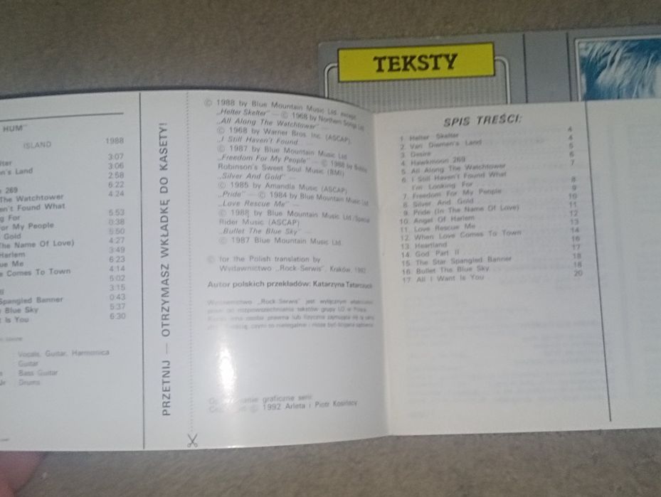 U2 - Teksty i przekłady Rock Serwis 2 szt.