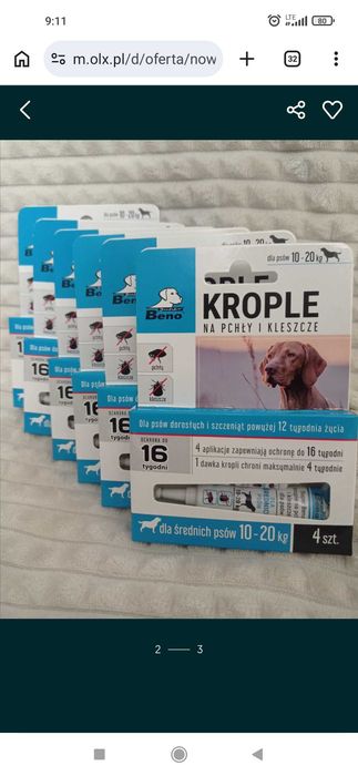 2 opakowania krople na pchły i kleszcze nowe super ochrona