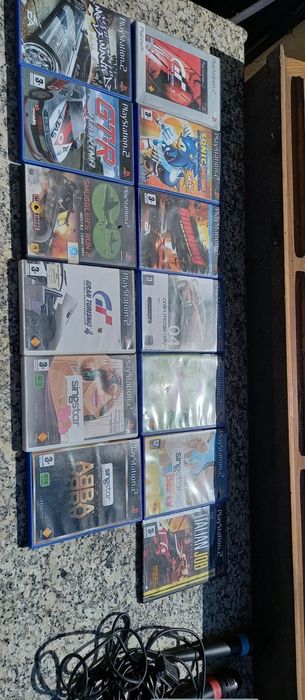 Jogos playstation 2 e sistema karaoke