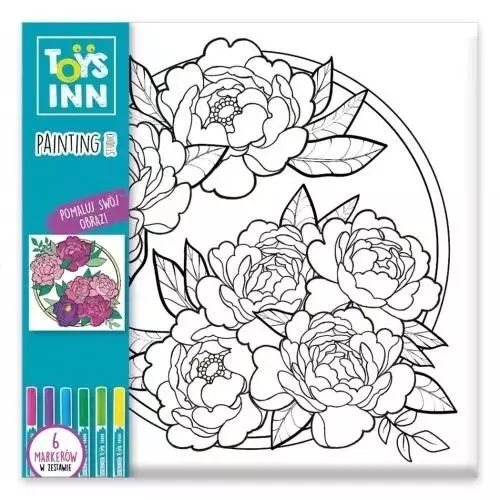 Obrazek do kolorowania Peonie z markerami STNUX. Stnux. Nowy Produkt