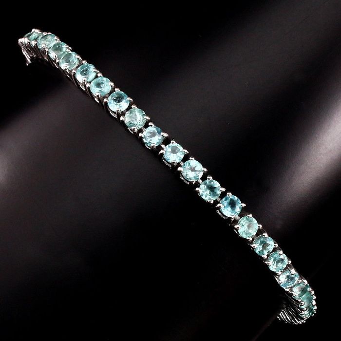 Bransoleta Apatyt naturalny srebro 925 pozłacana 14 CT złotem