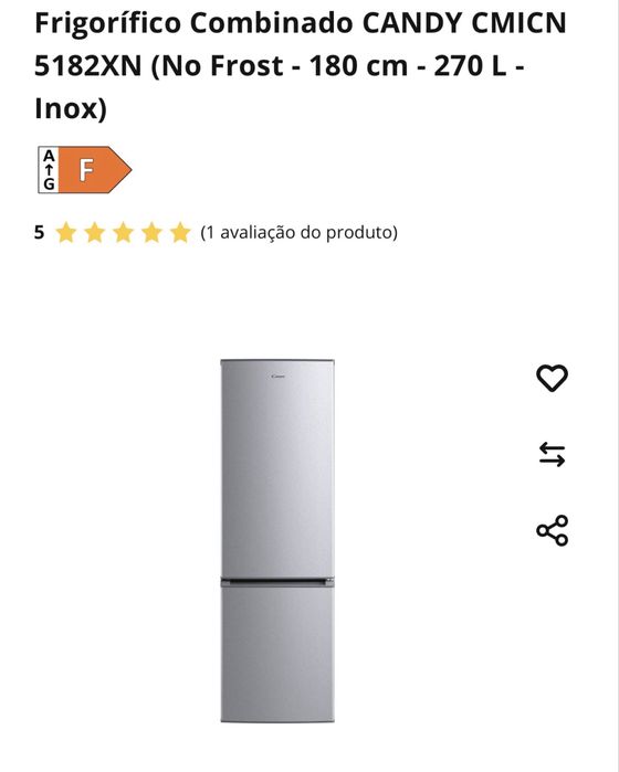 Frigorífico Combinado CANDY CMICN 5182XN (No Frost - 180 cm - 270 L - Inox)