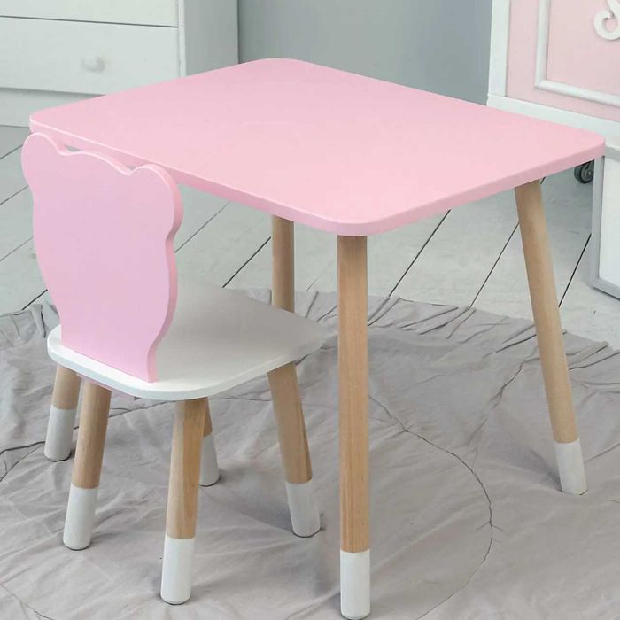 Стіл прямий 46х60х45 і стілець медведика 26.5х26х25 столик та стільчик