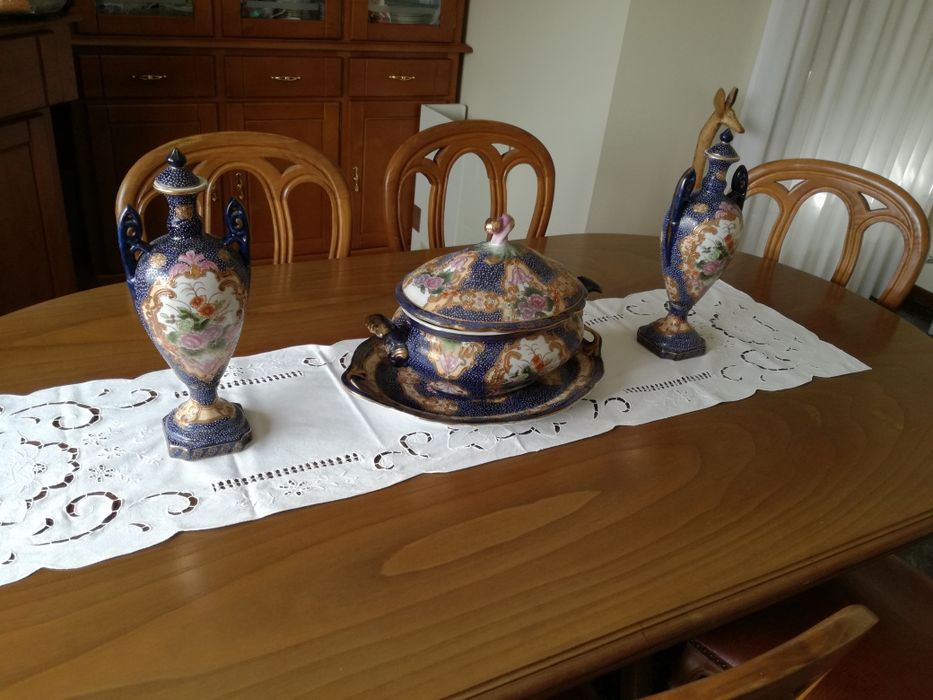 Conjunto de 3 peças decorativas pintadas à mão- Satsuma Art